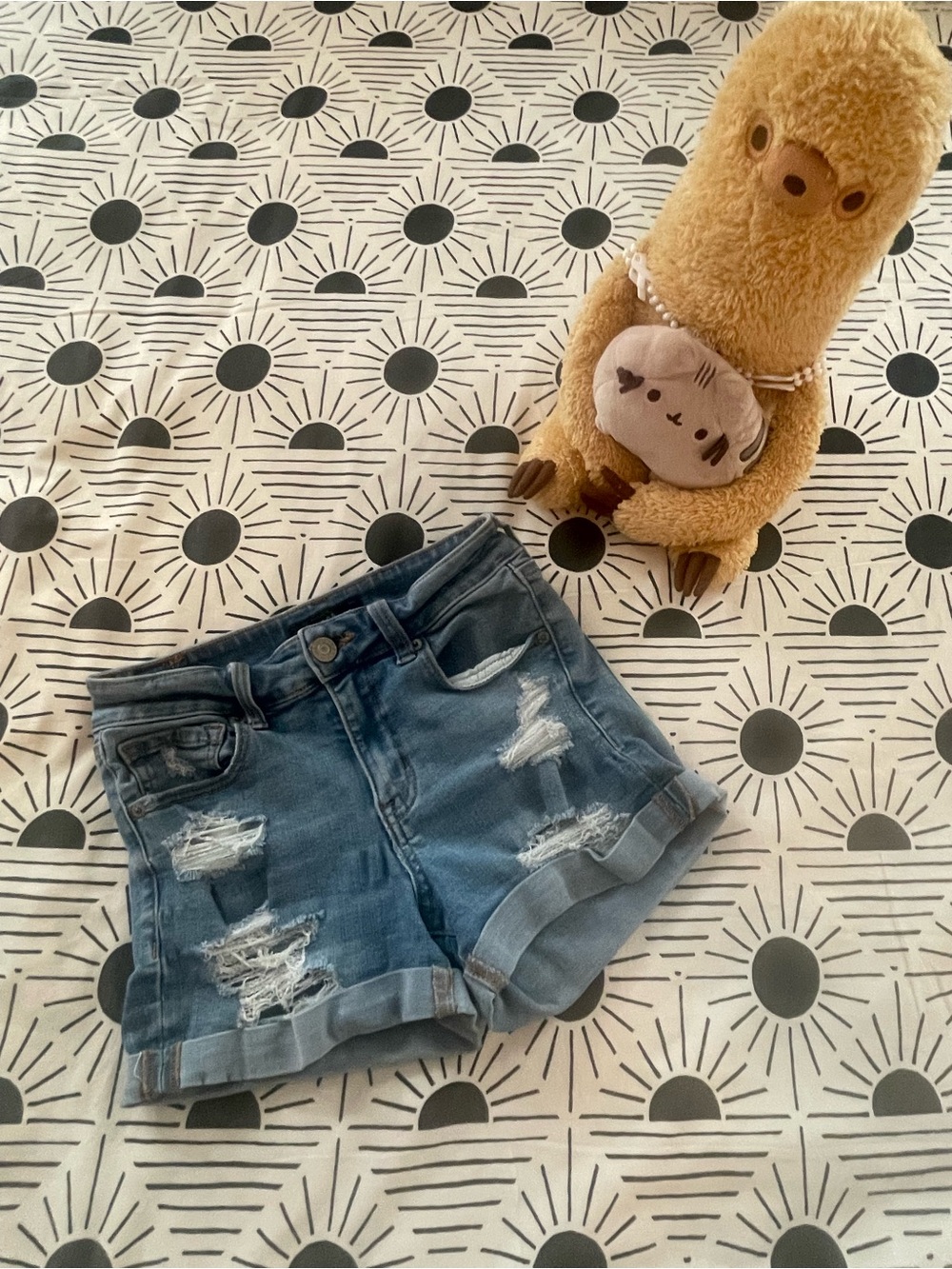 Trendy Aero Light Denim Distressed High-Rise Midi Shorts (women/teen Sz 000)